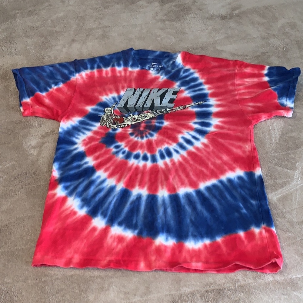 Nike Red and Blue Tie-Dye Short Sleeve Tee